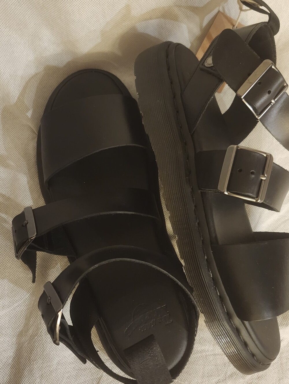 Dr. Martens Black Triple-Buckle Platform Sandals